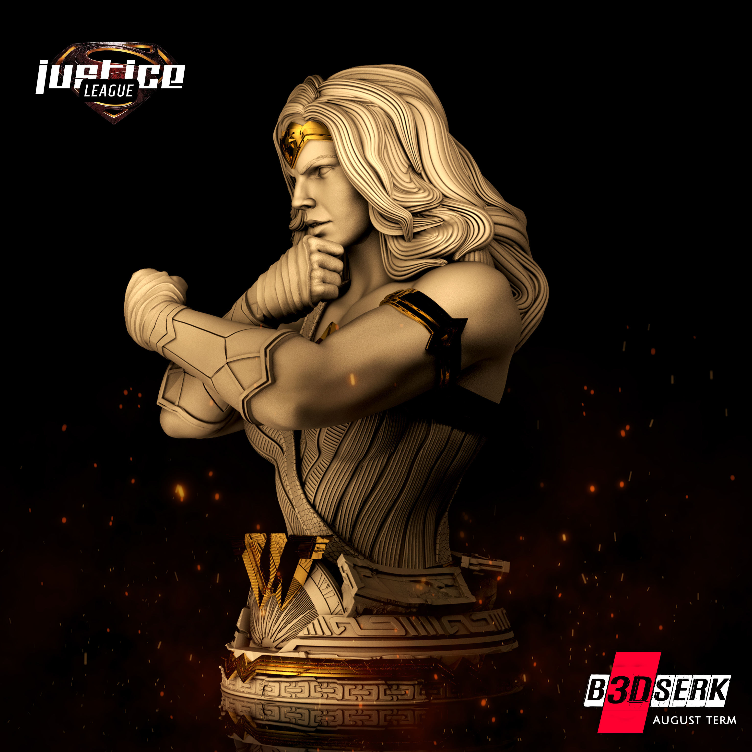 B3DSERK August Term Wonder Woman Bust ready for printing 3D print model_2