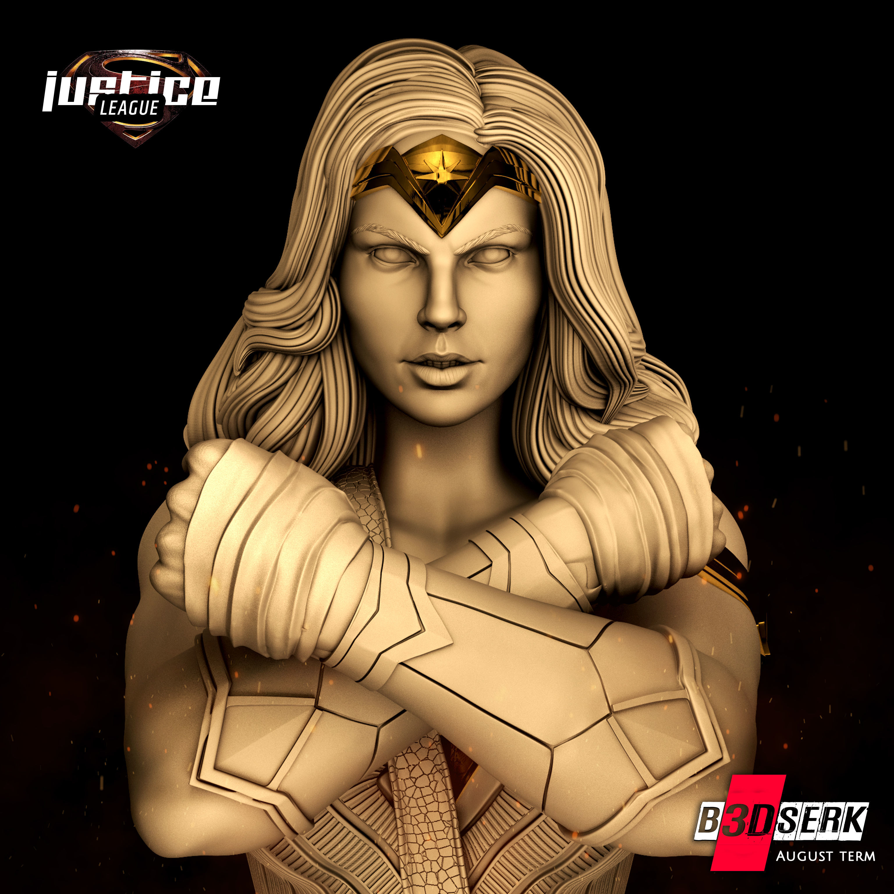 B3DSERK August Term Wonder Woman Bust ready for printing 3D print model_4