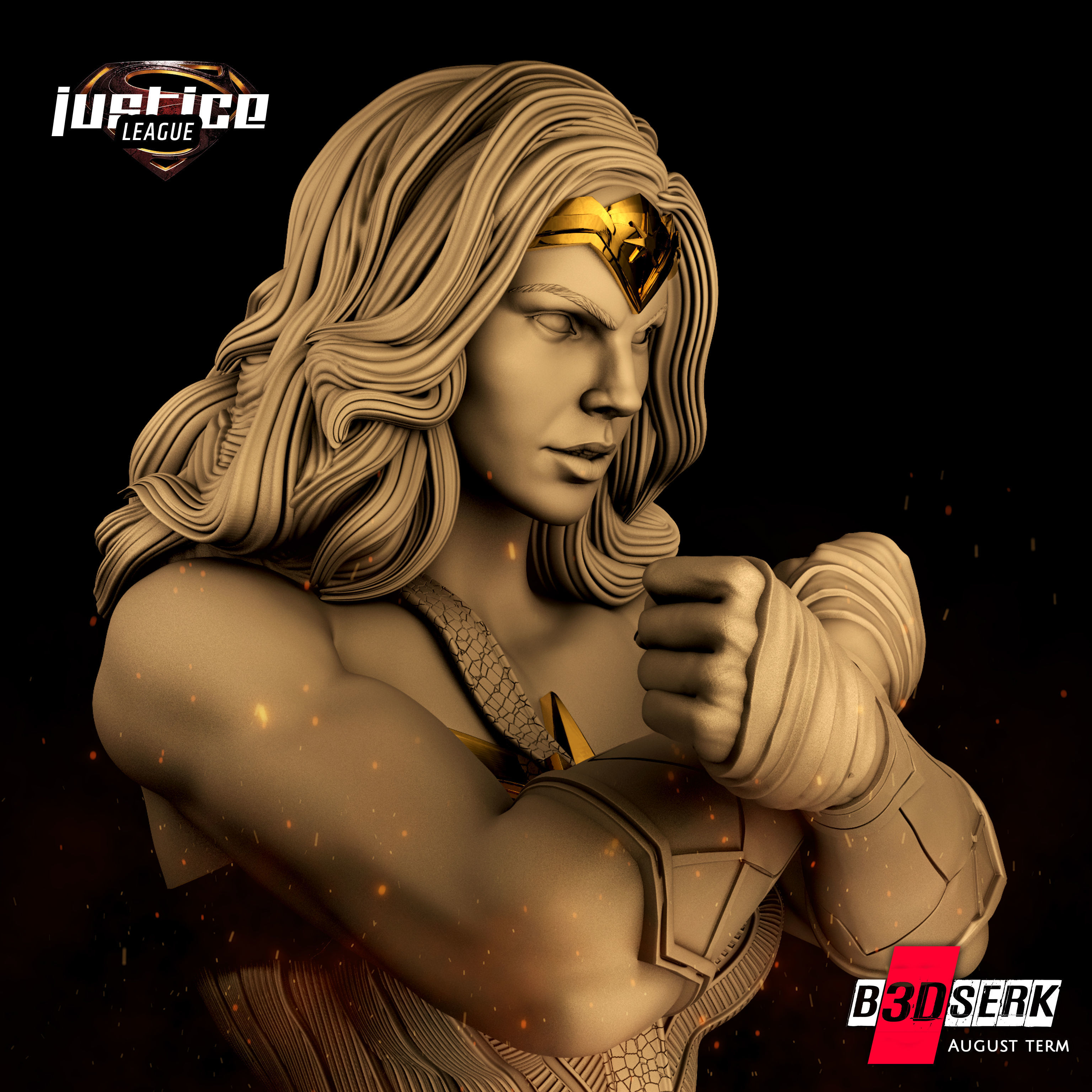 B3DSERK August Term Wonder Woman Bust ready for printing 3D print model_6