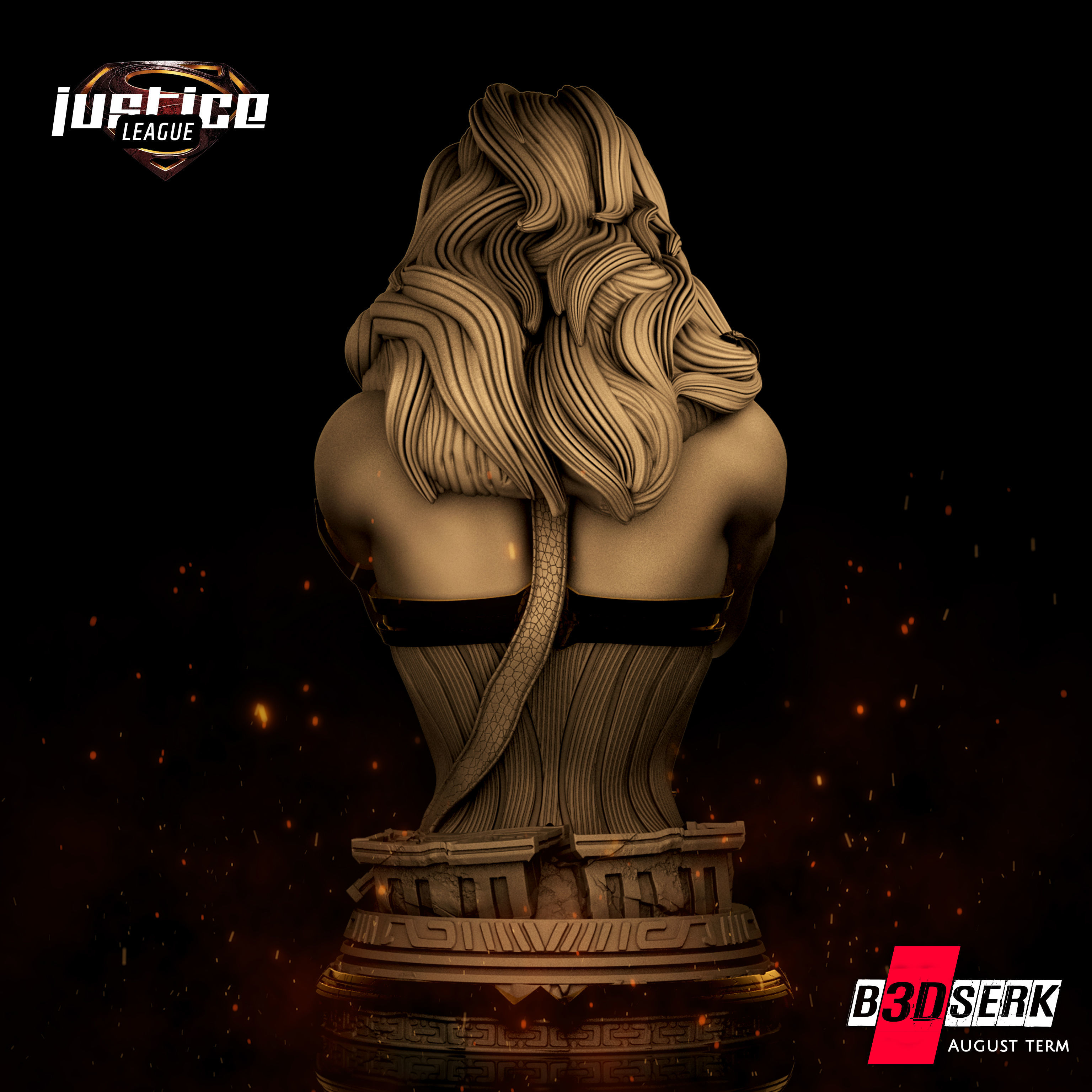 B3DSERK August Term Wonder Woman Bust ready for printing 3D print model_3