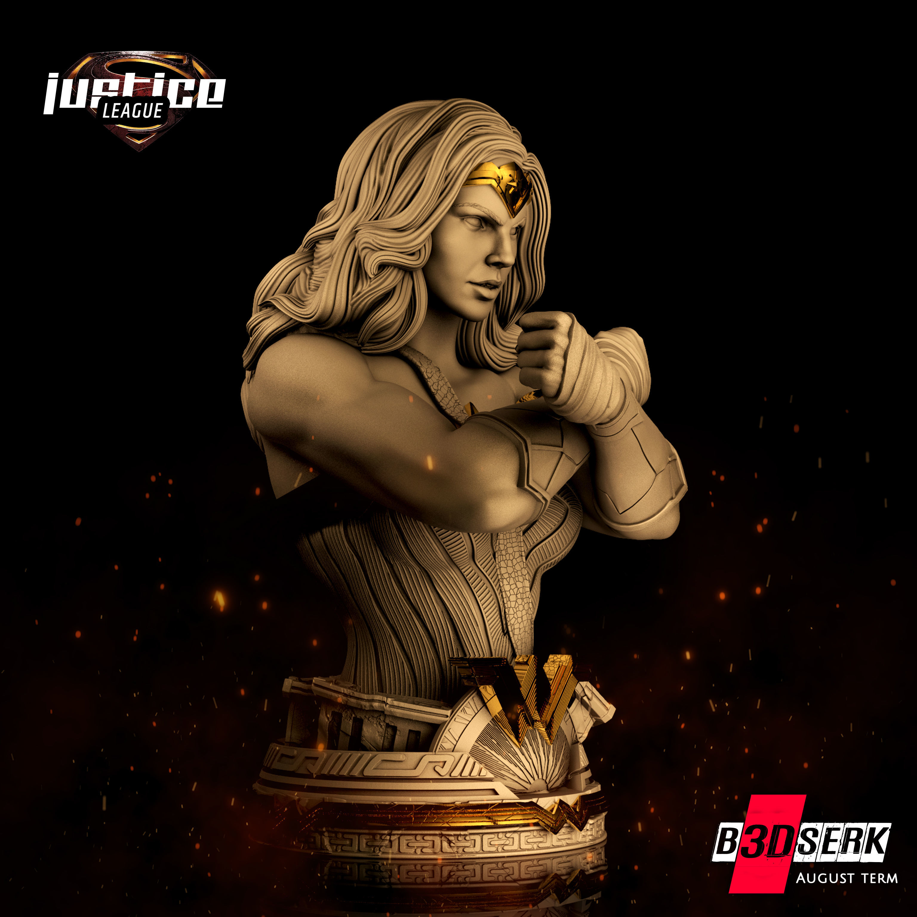 B3DSERK August Term Wonder Woman Bust ready for printing 3D print model_1