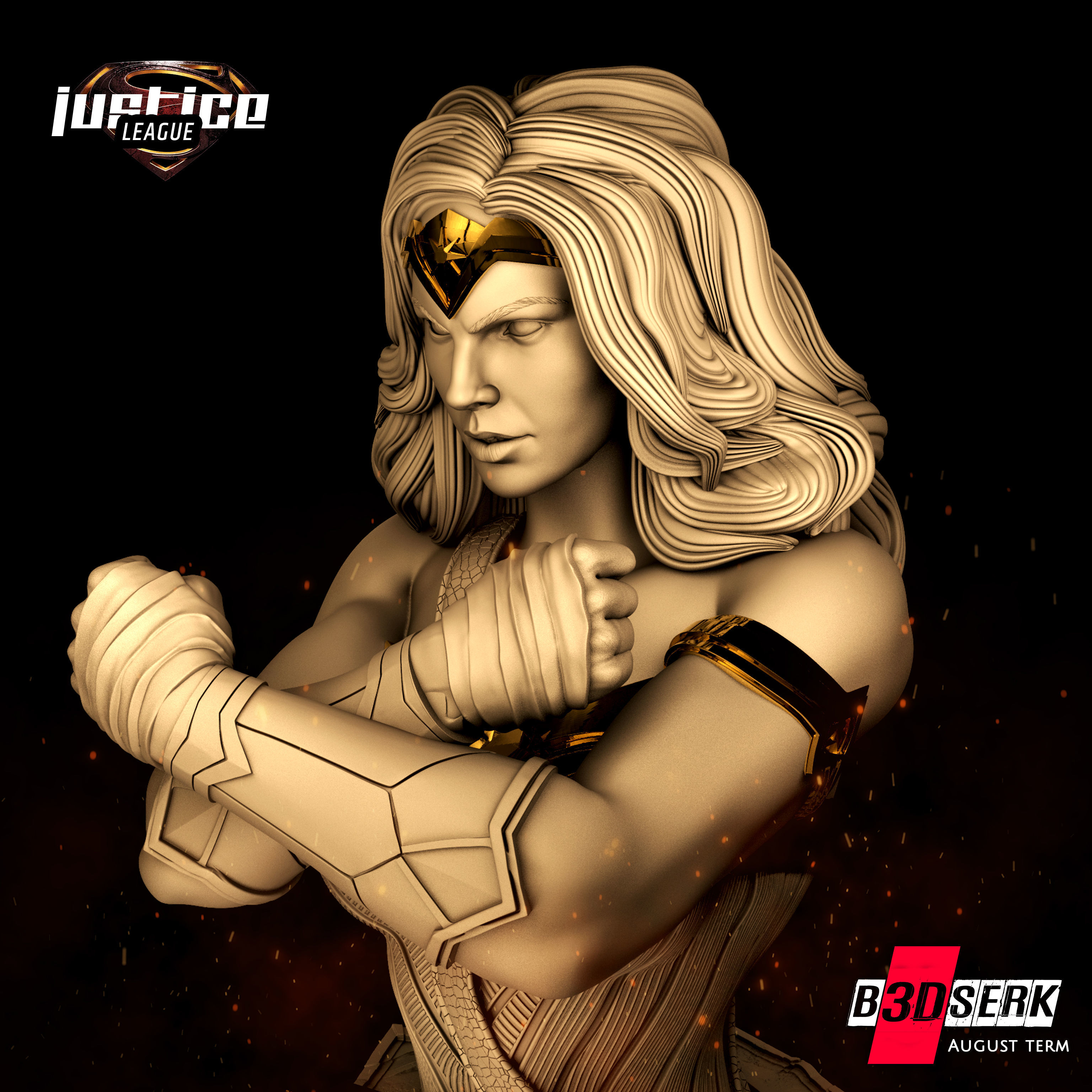 B3DSERK August Term Wonder Woman Bust ready for printing 3D print model_5