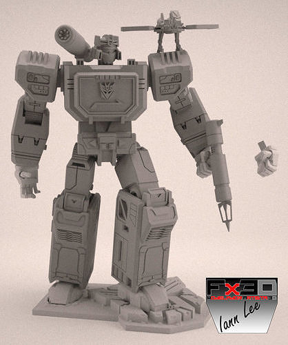 TRANSFORMER SOUNDWAVE G1 CON LASERBEAK 3D print model 3D print model