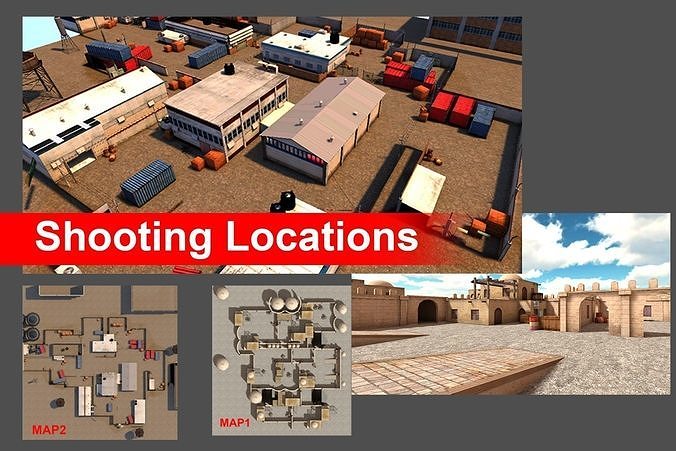 Shooting maps Low-poly 3D model