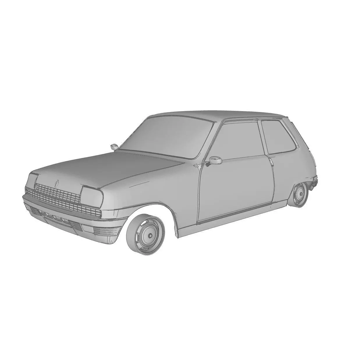 Renault 5 wheel 3D print model_0