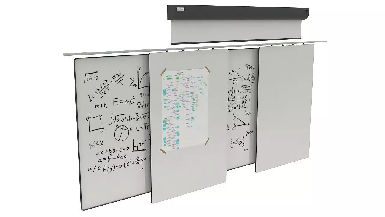 School white board classroom 3D model_0