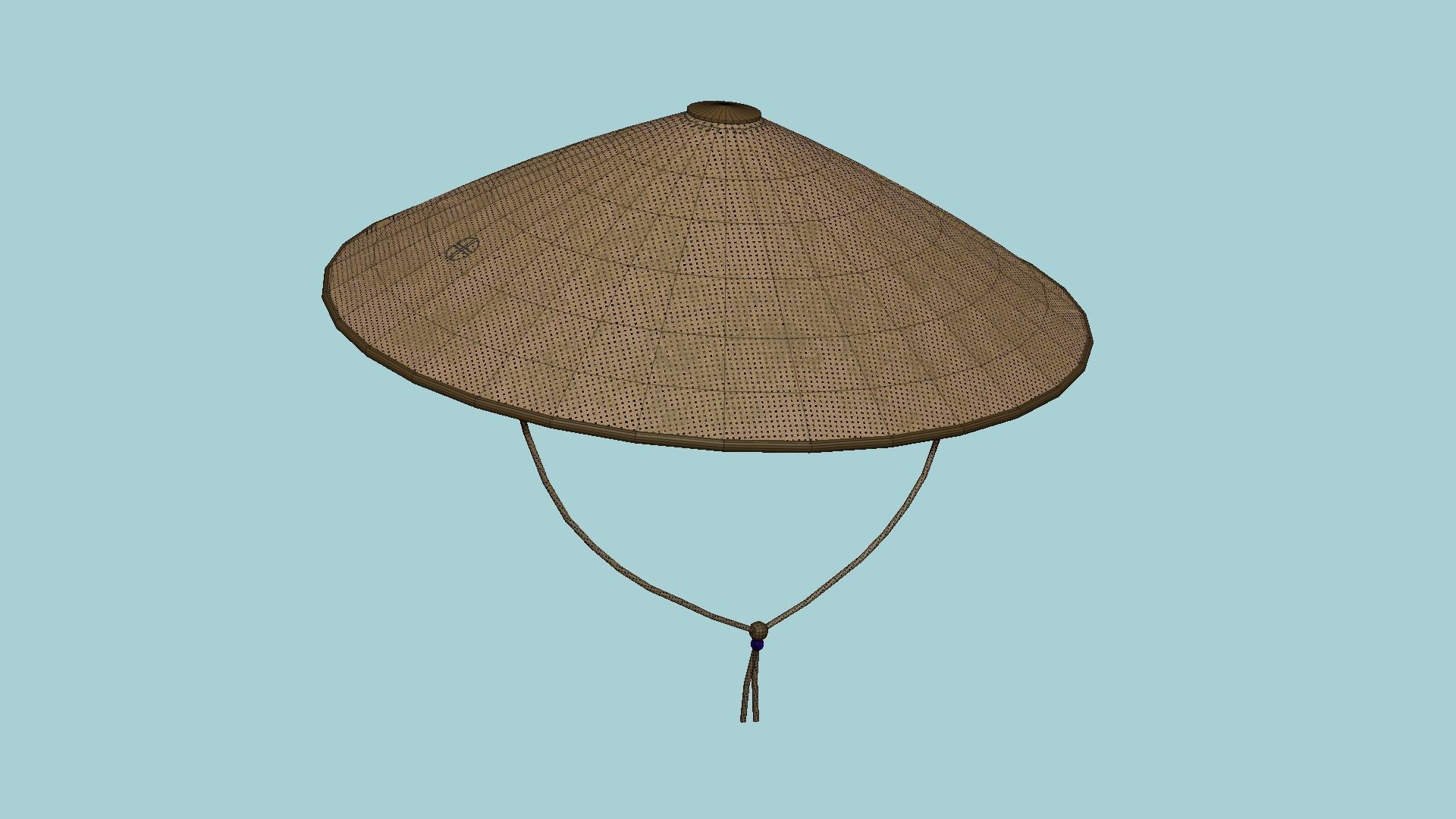 Asian Hat 02 Dark Straw - Character Design Fashion Low-poly 3D model_6
