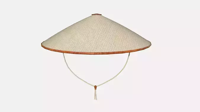 Asian Hat 03 Wood Straw - Character Design Fashion Low-poly 3D model