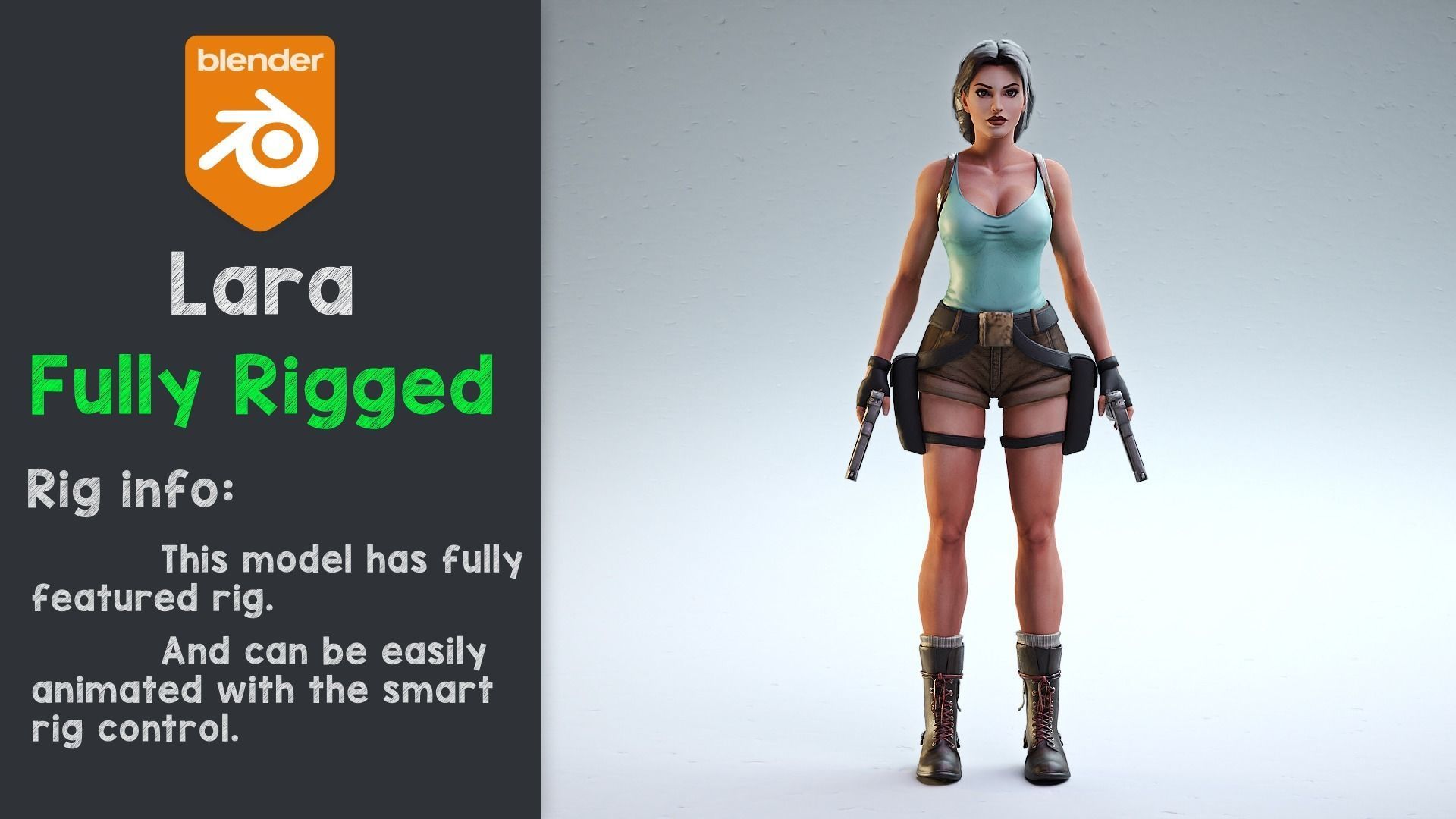 Classic Sexy Lara rigged 3D model_1