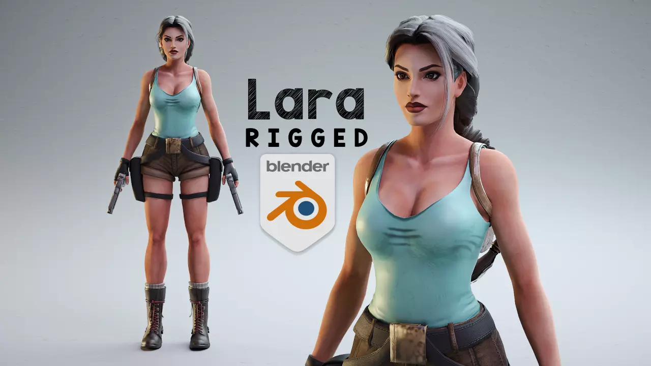 Classic Sexy Lara rigged 3D model_0