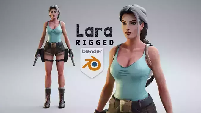 Classic Sexy Lara rigged 3D model