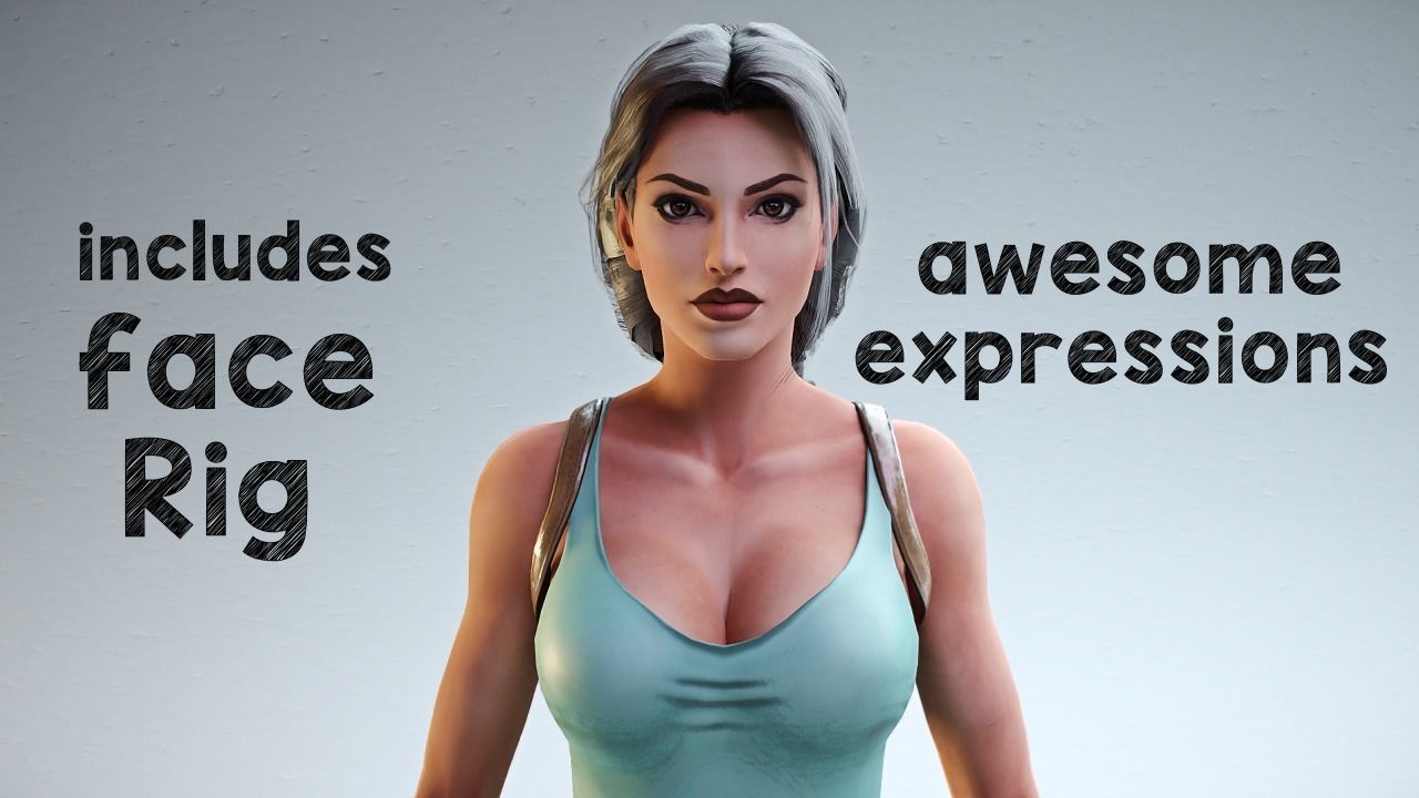 Classic Sexy Lara rigged 3D model_3