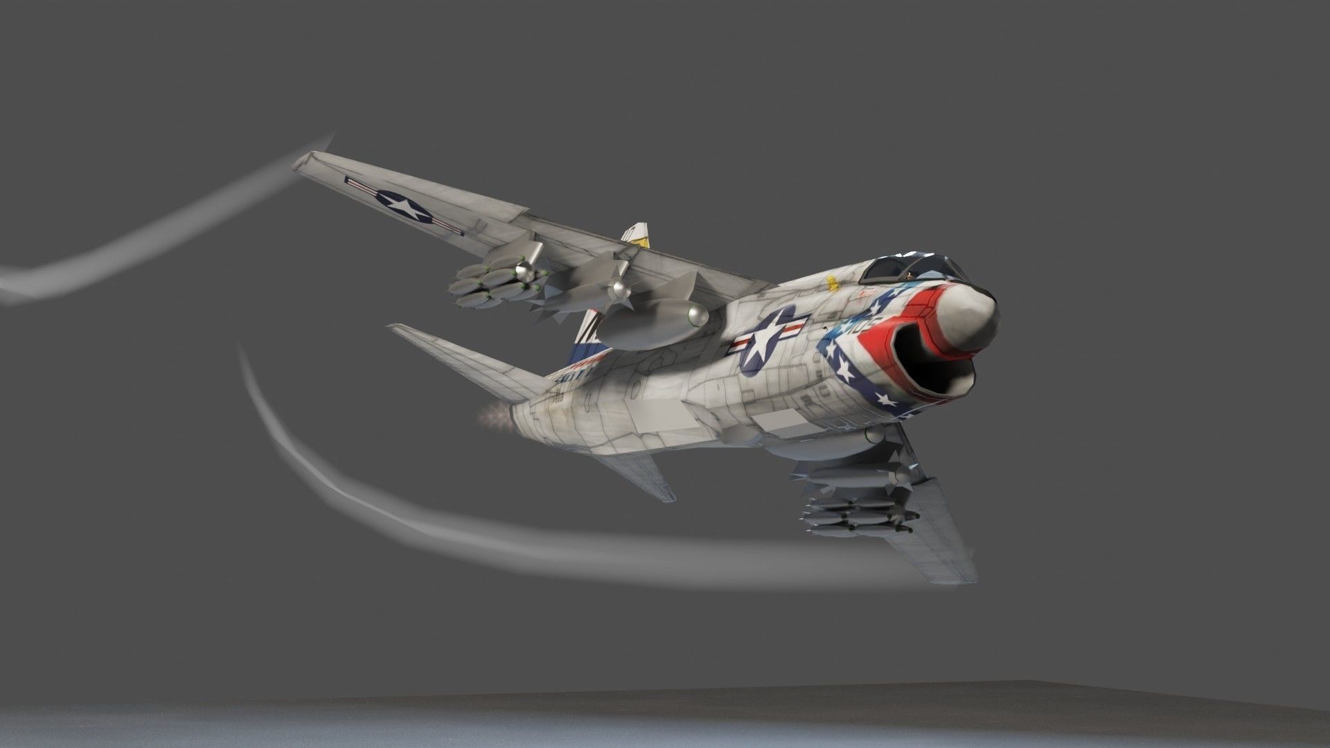 LTV A-7 Corsair II attack plane Low-poly 3D model_10