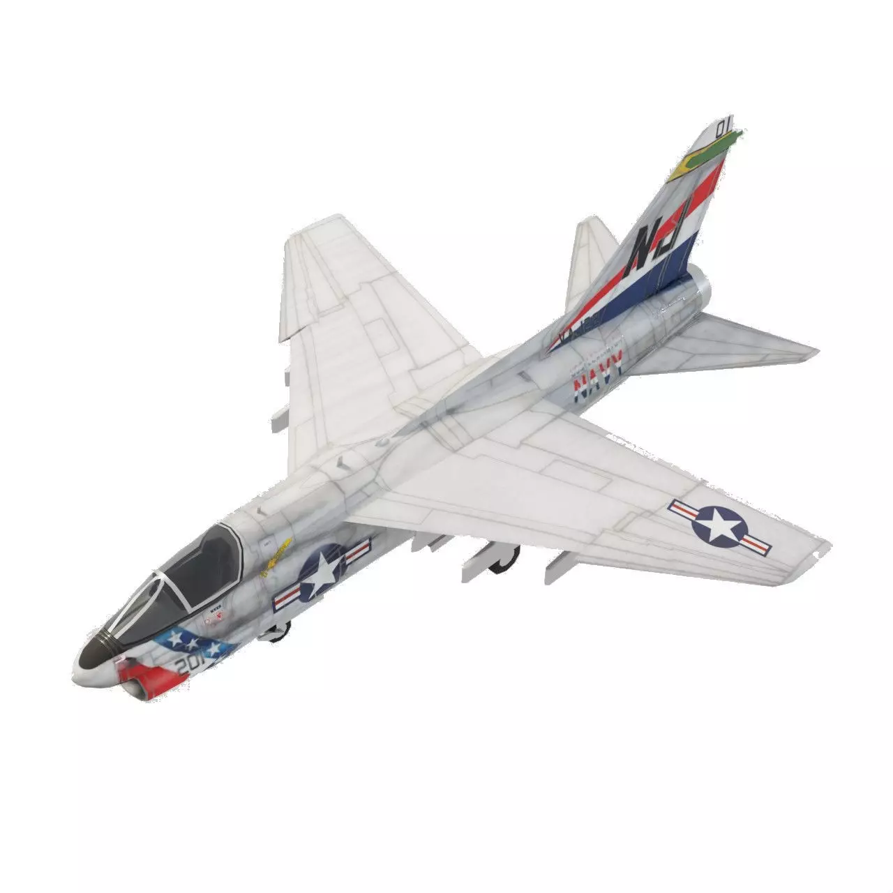 LTV A-7 Corsair II attack plane Low-poly 3D model_0