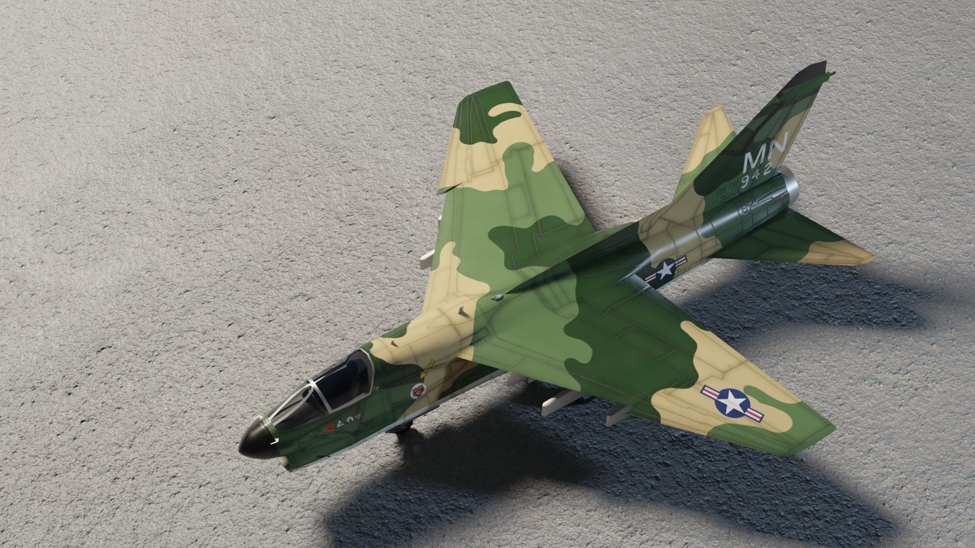 LTV A-7 Corsair II attack plane Low-poly 3D model_7