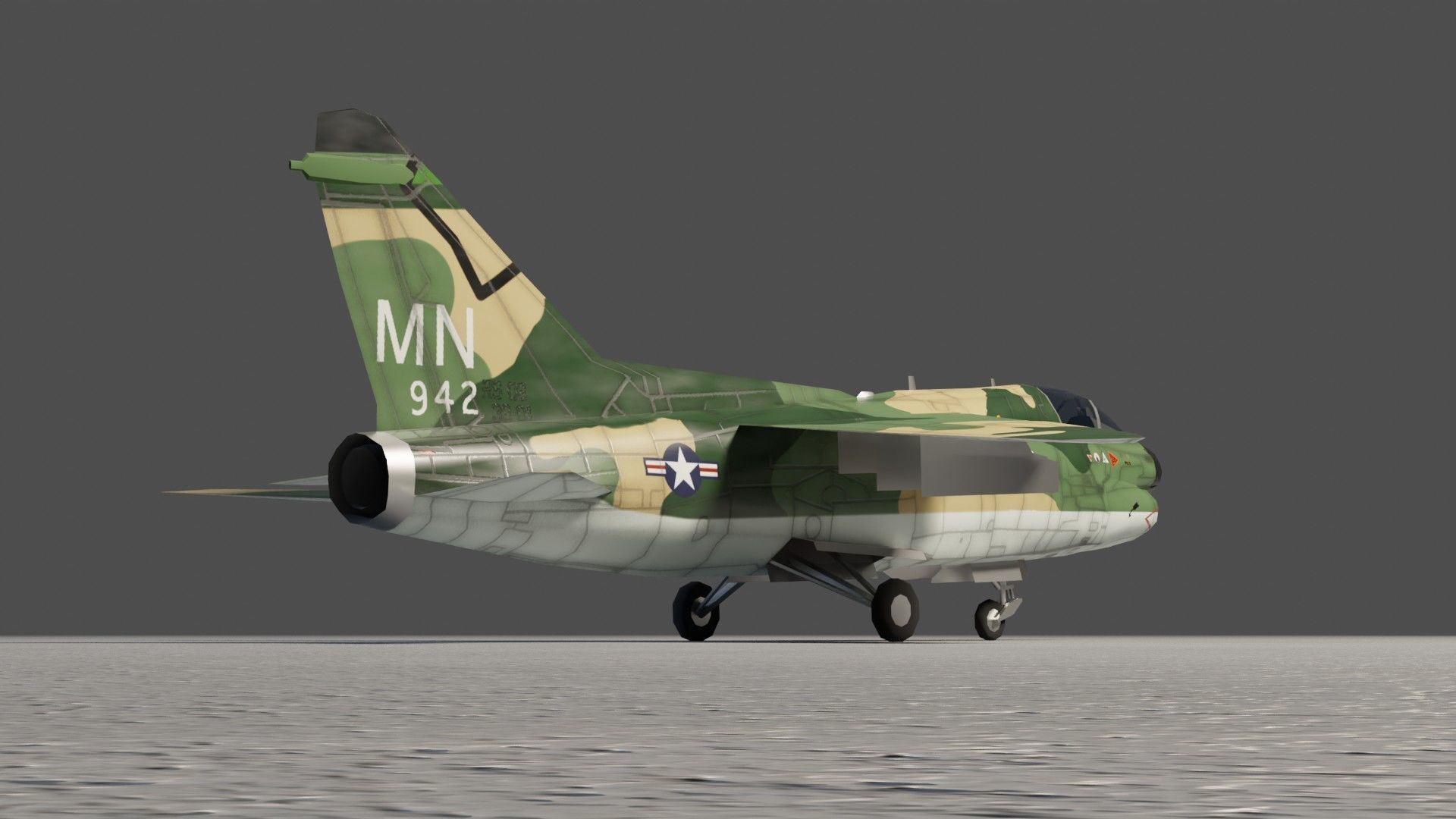 LTV A-7 Corsair II attack plane Low-poly 3D model_9
