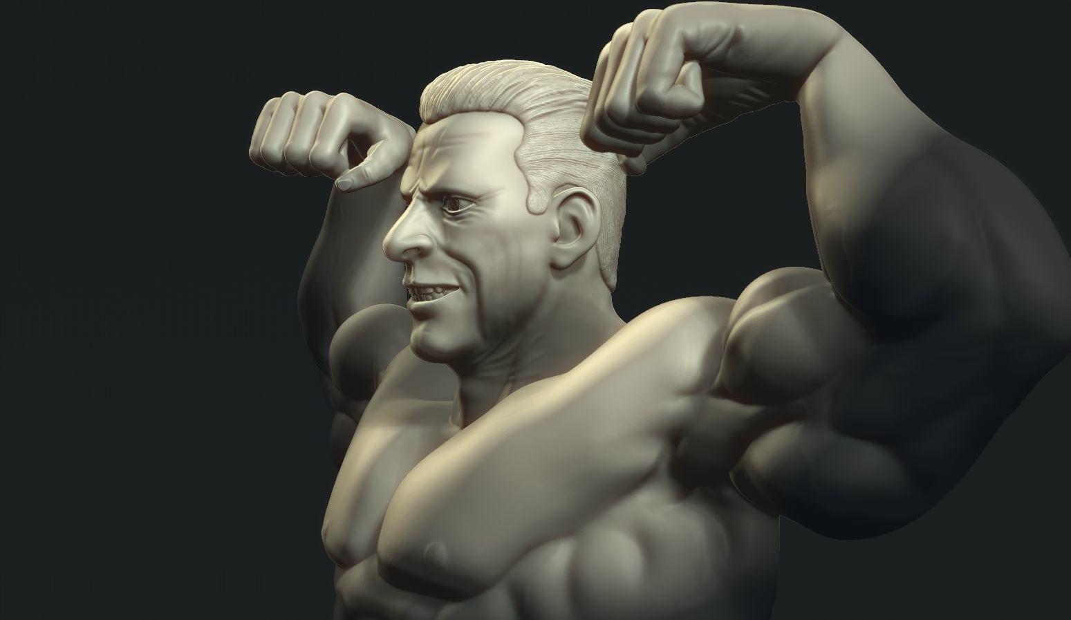 Bodybuilder male showing off his muscles 3D print model_2