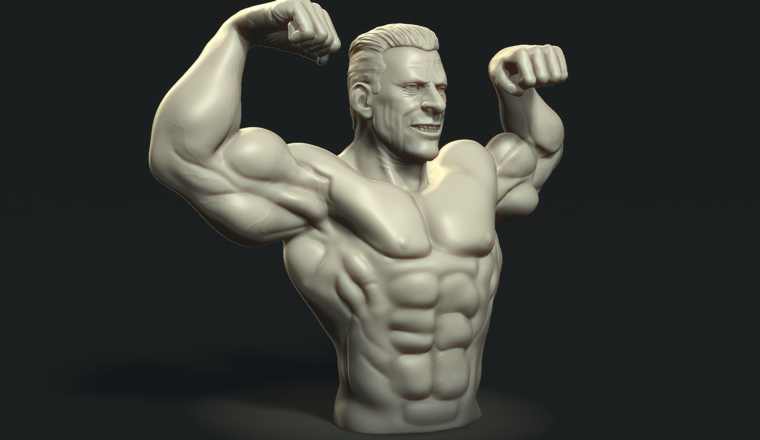 Bodybuilder male showing off his muscles 3D print model_1