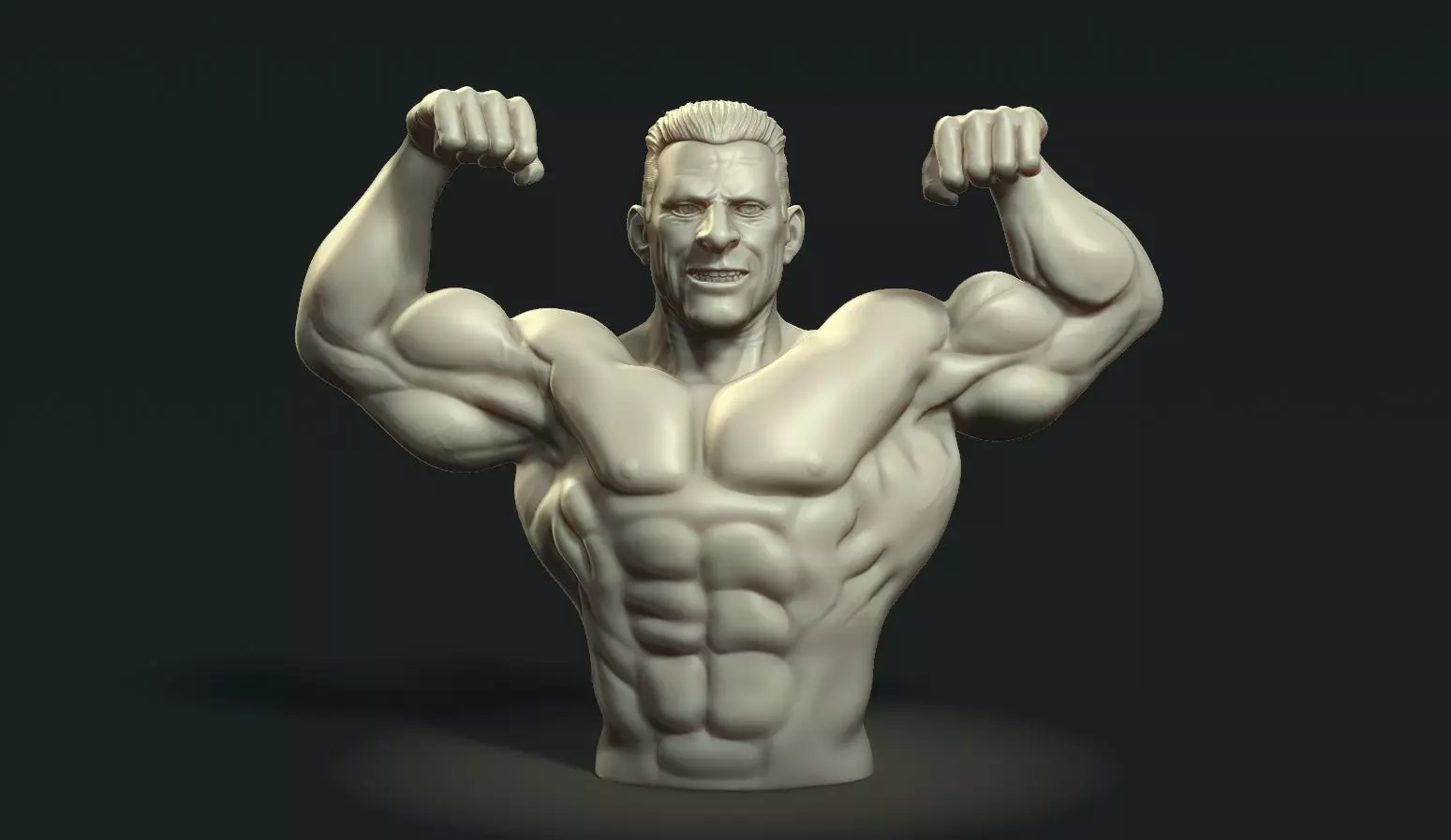 Bodybuilder male showing off his muscles 3D print model_0
