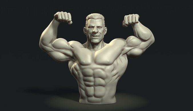 Bodybuilder male showing off his muscles 3D print model