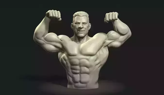 Bodybuilder male showing off his muscles 3D print model