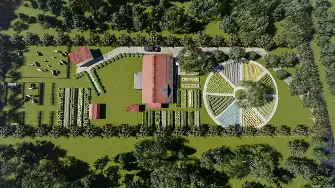 Farm land design Flower bed SketchUp model 3D model