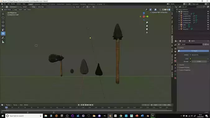 Neolithic tools  Low-poly 3D model