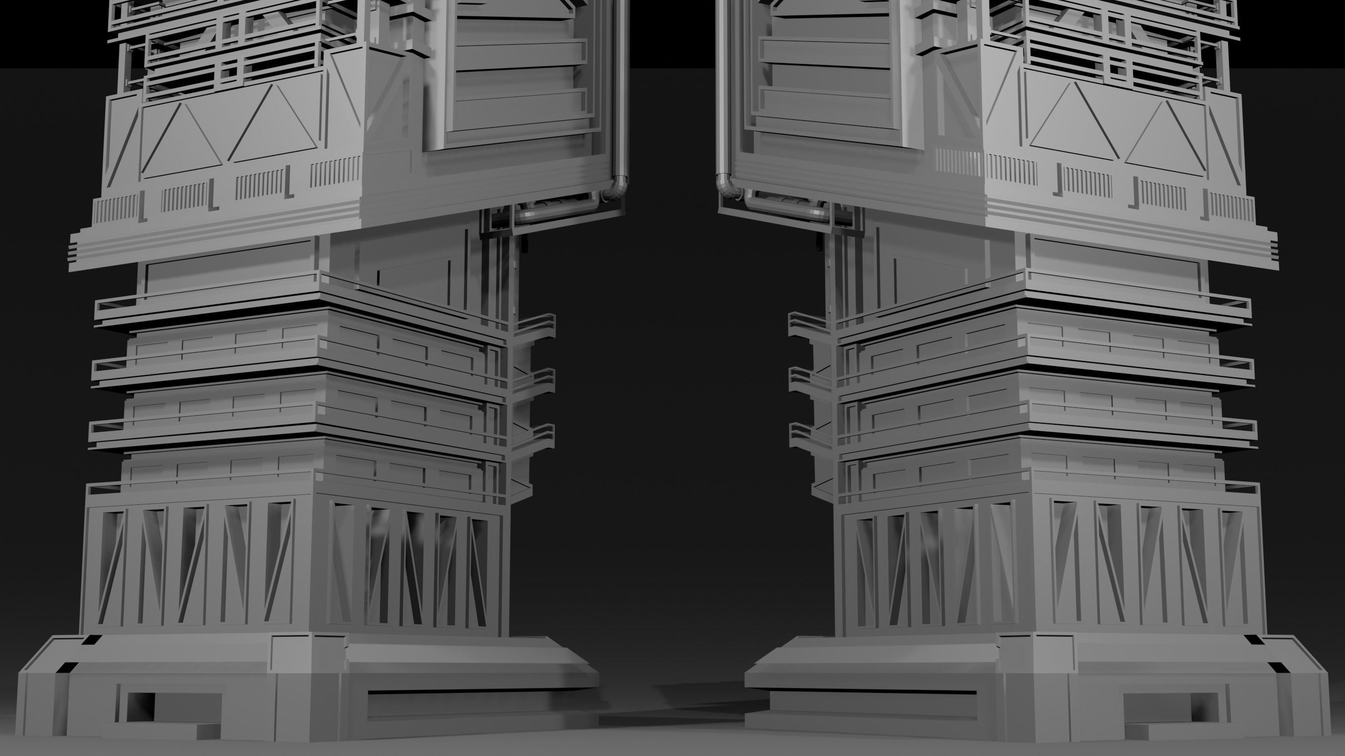 Scifi Futuristic skyscraper  Low-poly 3D model_3