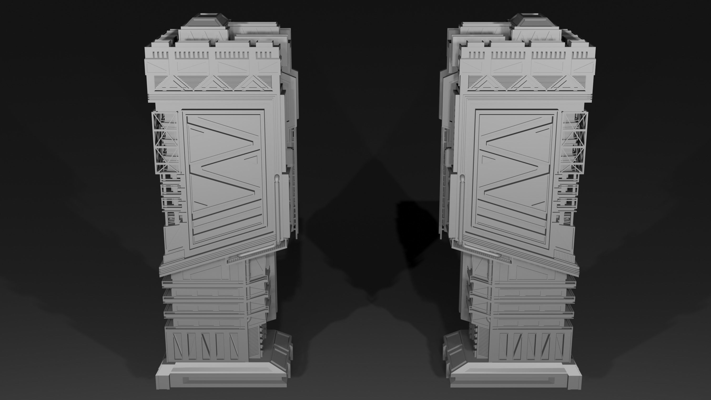 Scifi Futuristic skyscraper  Low-poly 3D model_6