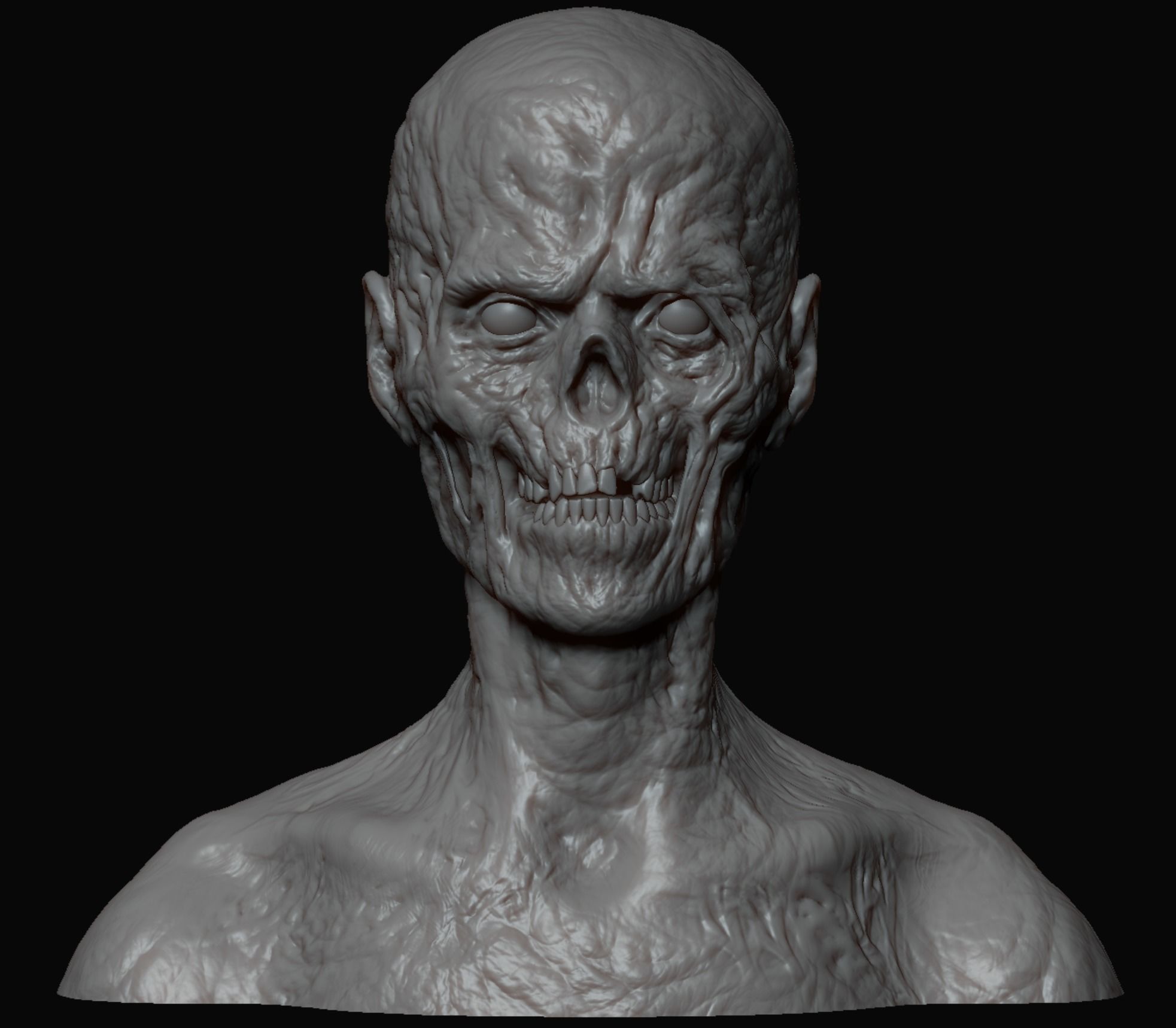 10 high poly zombie heads 3D model_19