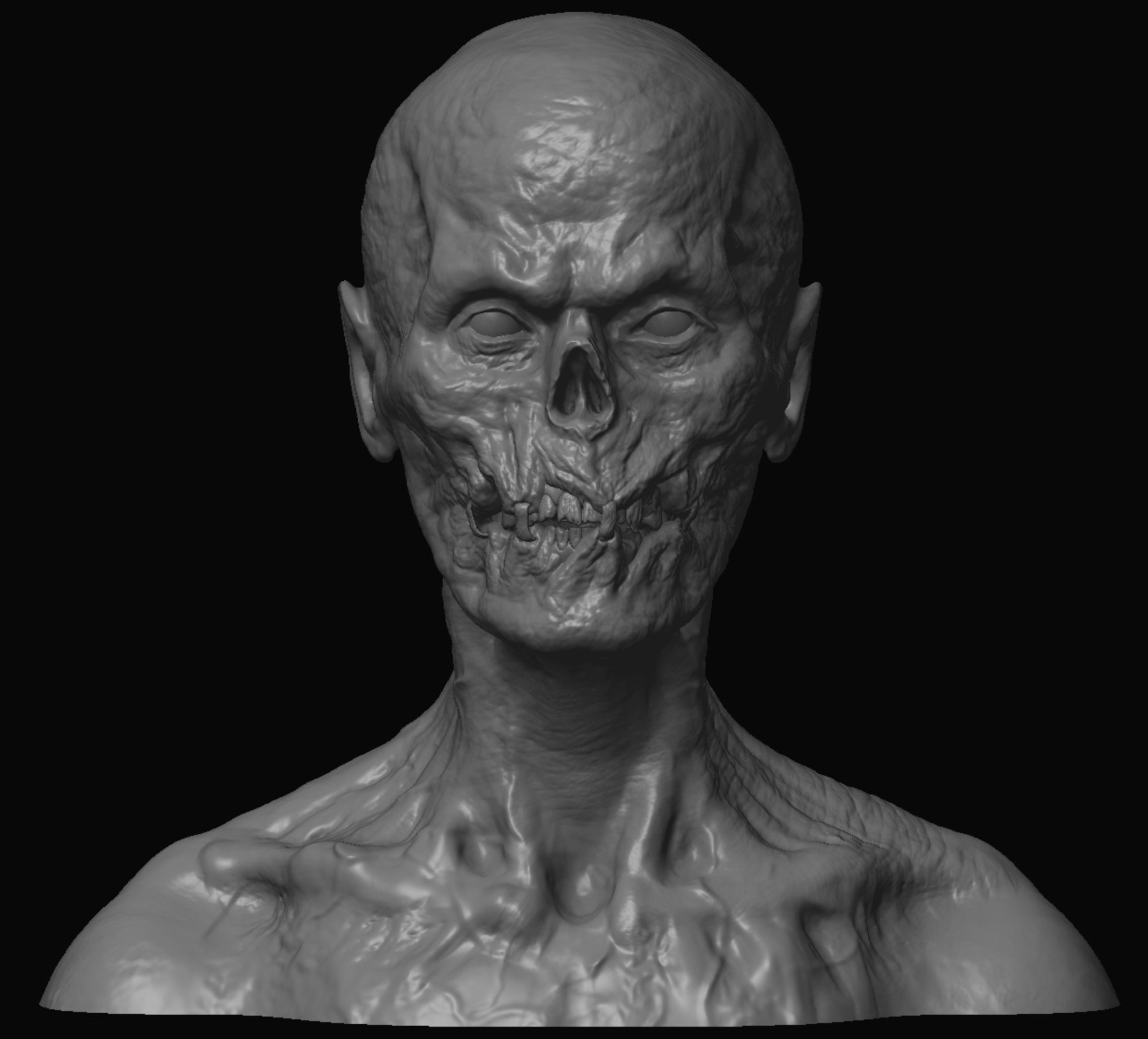 10 high poly zombie heads 3D model_6