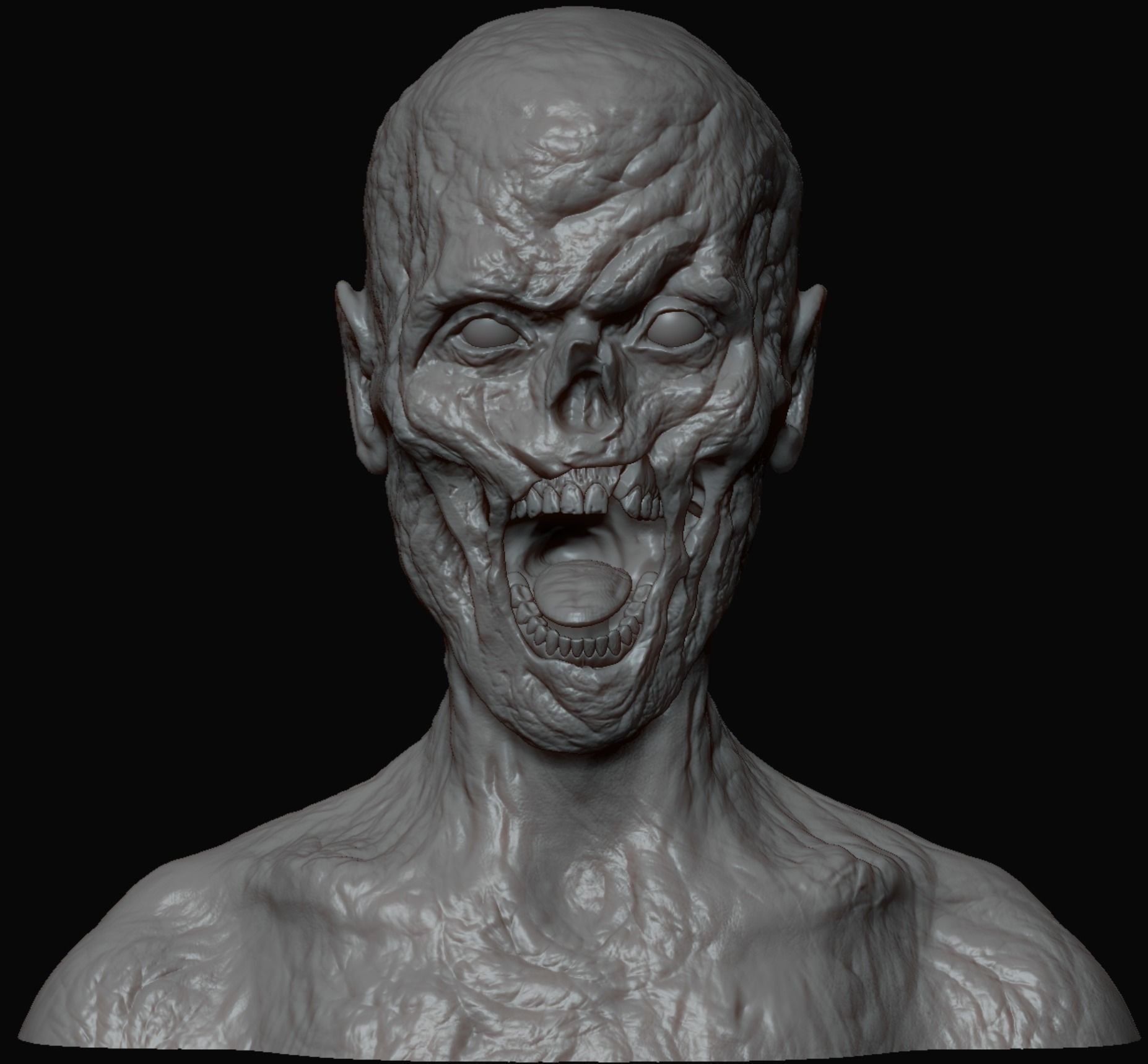 10 high poly zombie heads 3D model_17
