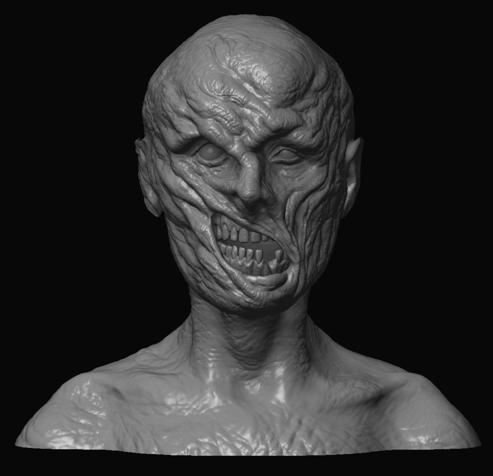 10 high poly zombie heads 3D model_2