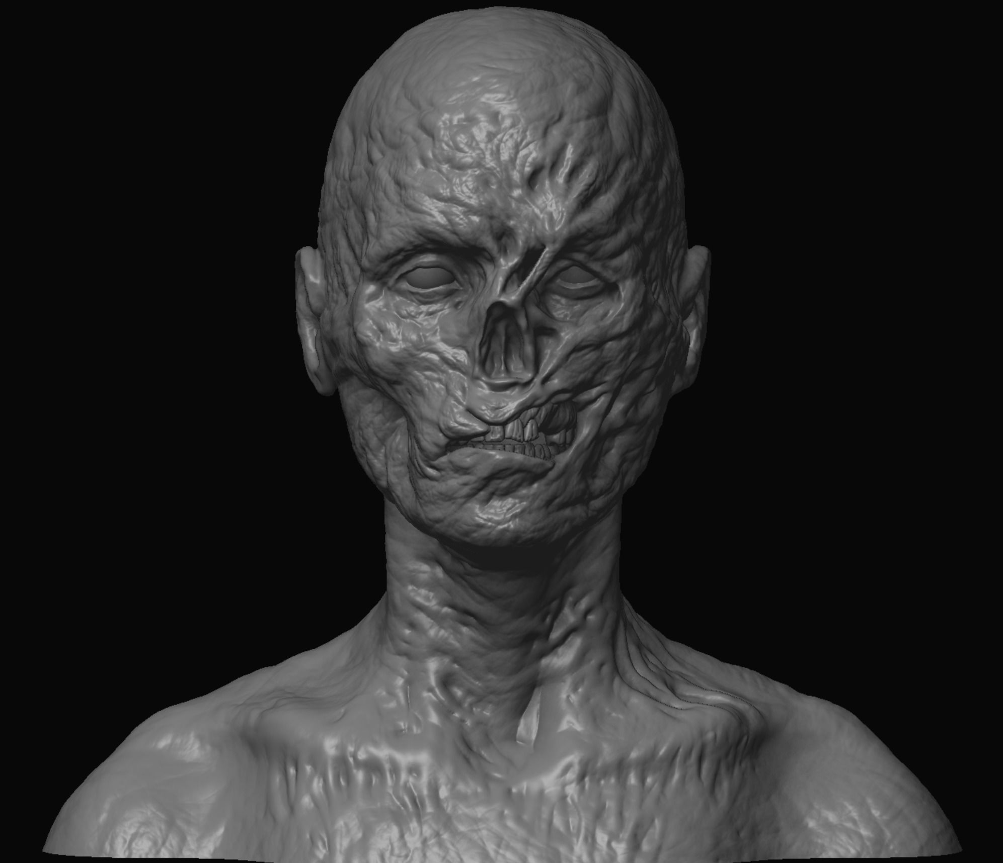 10 high poly zombie heads 3D model_15