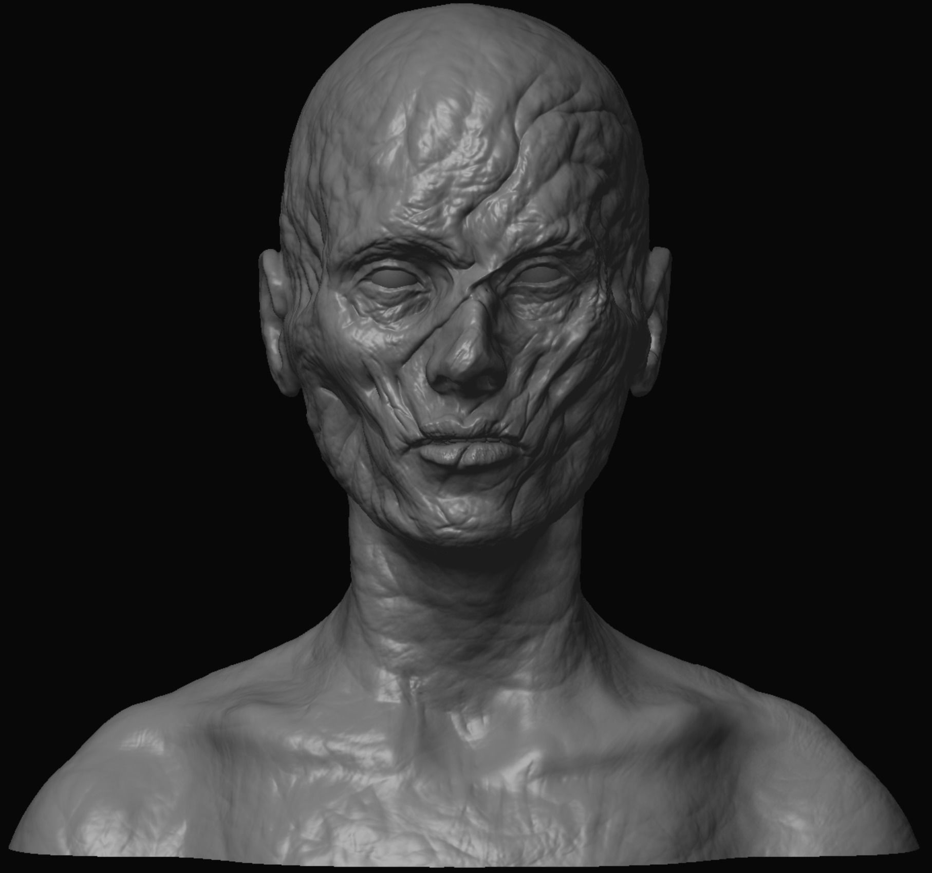 10 high poly zombie heads 3D model_13