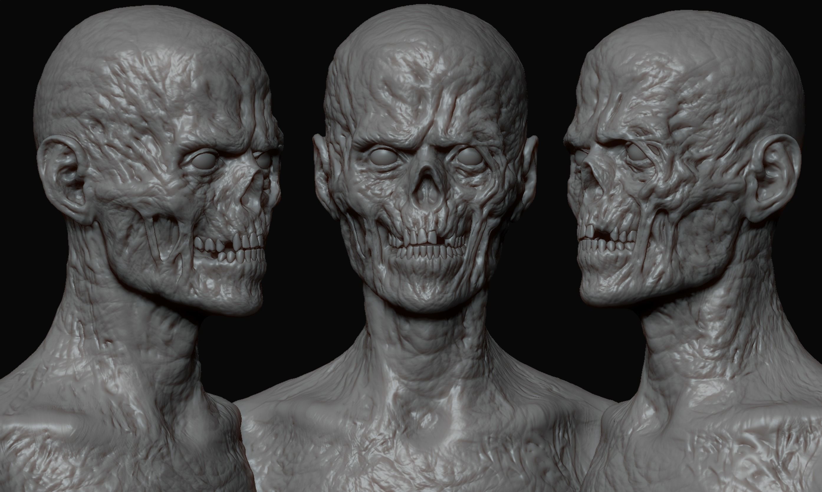 10 high poly zombie heads 3D model_20