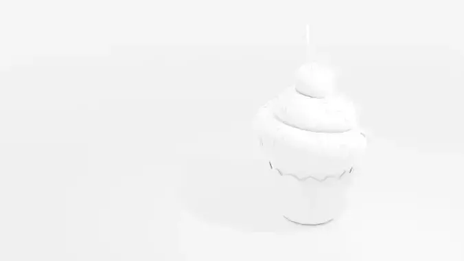 3d white cupcake on white background animation