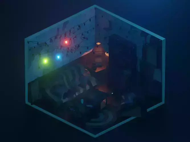 stranger-things-upside-down low poly render in blender  Low-poly 3D model