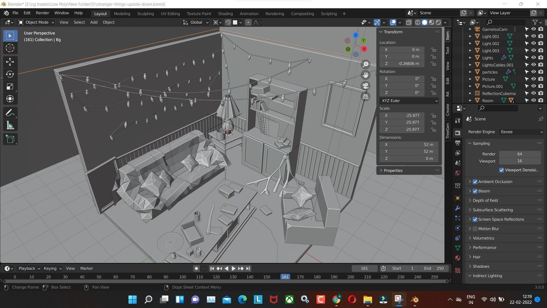 stranger-things-upside-down low poly render in blender  Low-poly 3D model_6