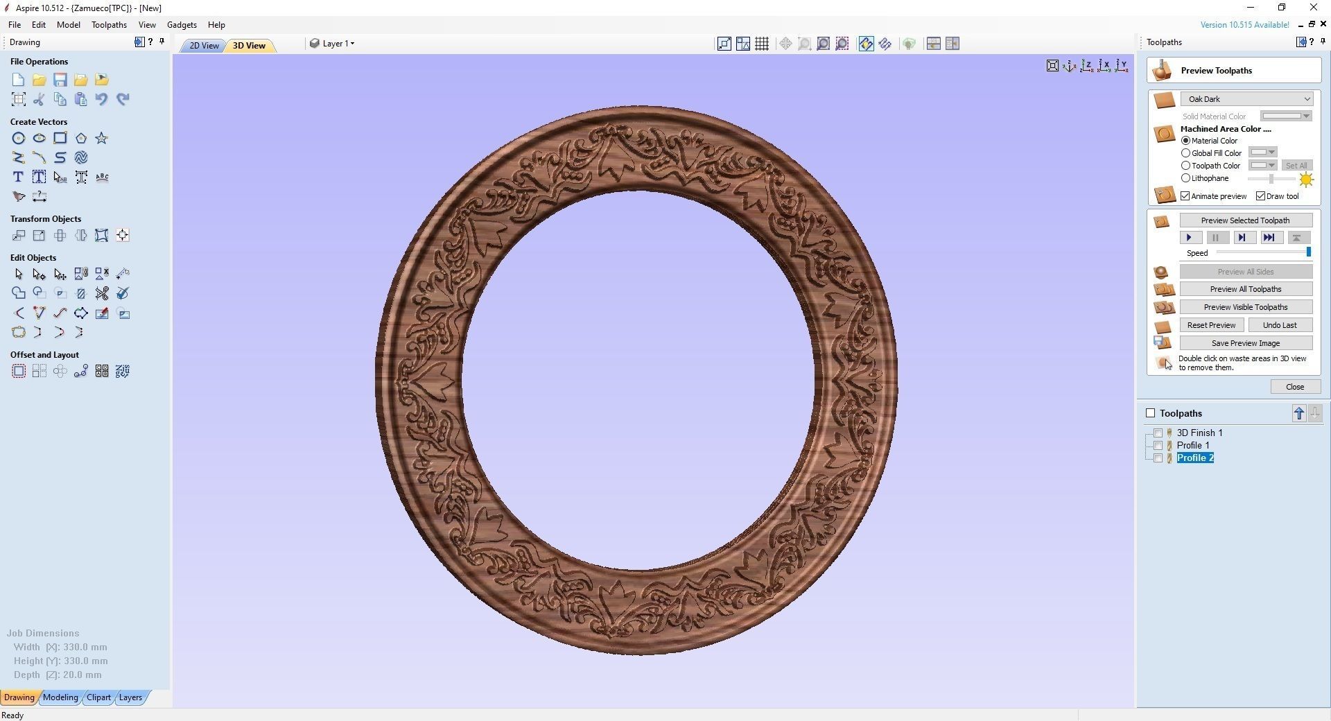 Round frame with flower ornament for pictures or mirror cnc 3D print model_21