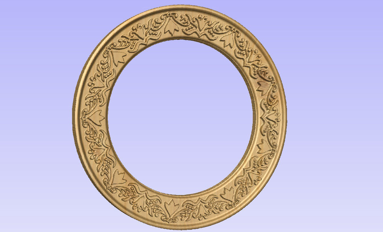 Round frame with flower ornament for pictures or mirror cnc 3D print model_19