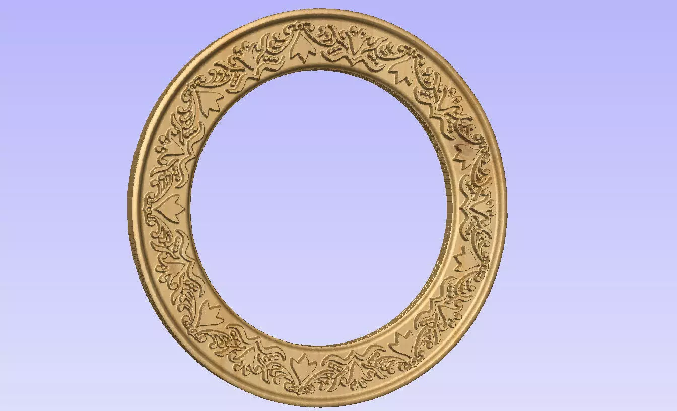Round frame with flower ornament for pictures or mirror cnc 3D print model_0