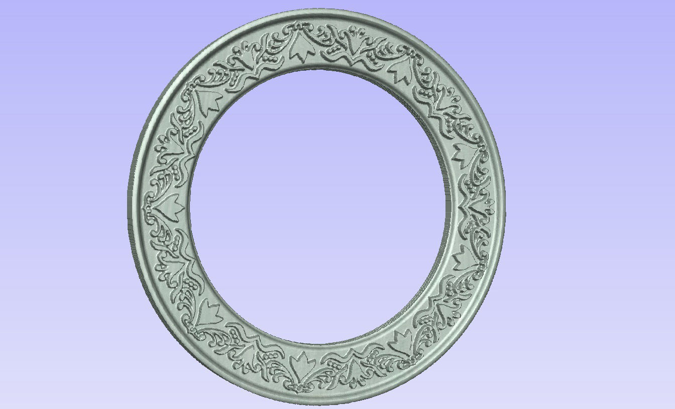 Round frame with flower ornament for pictures or mirror cnc 3D print model_15
