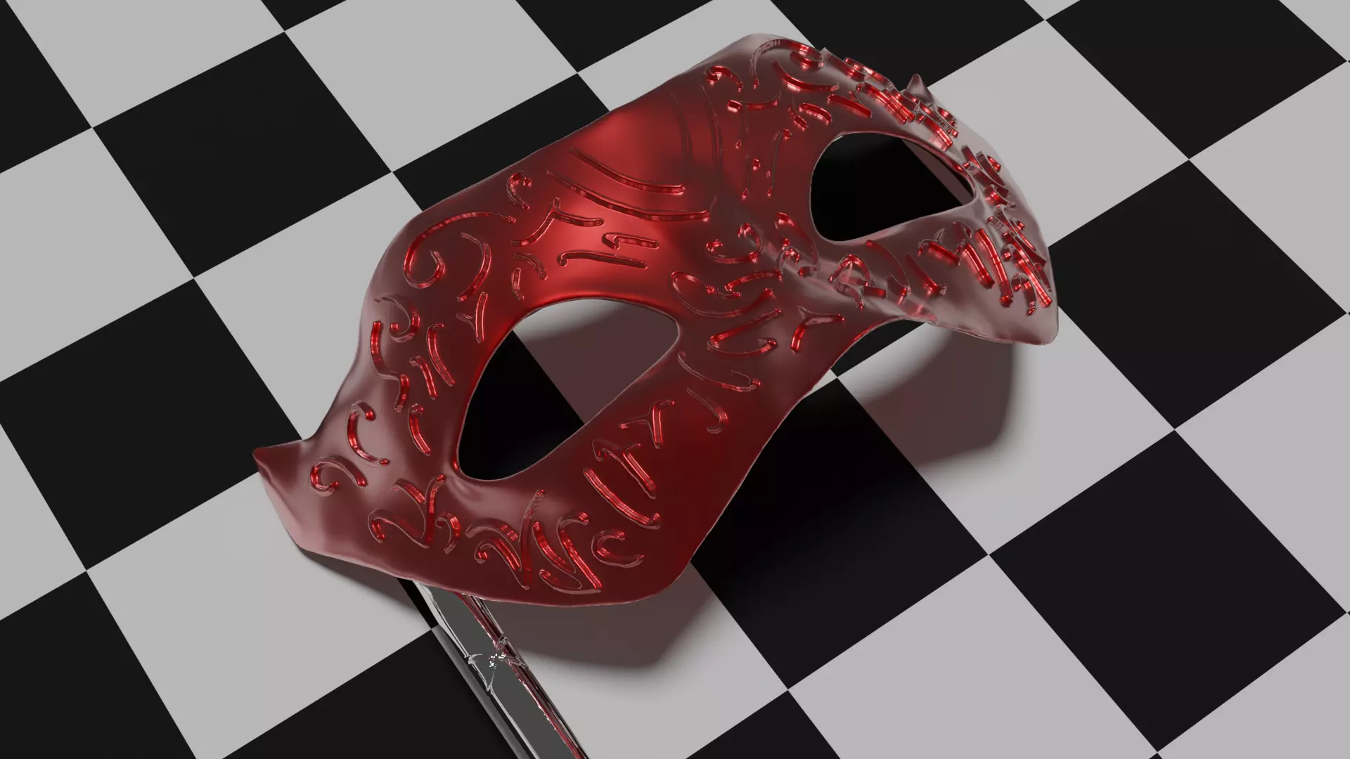 Carnival Mask with Stick 3D print model