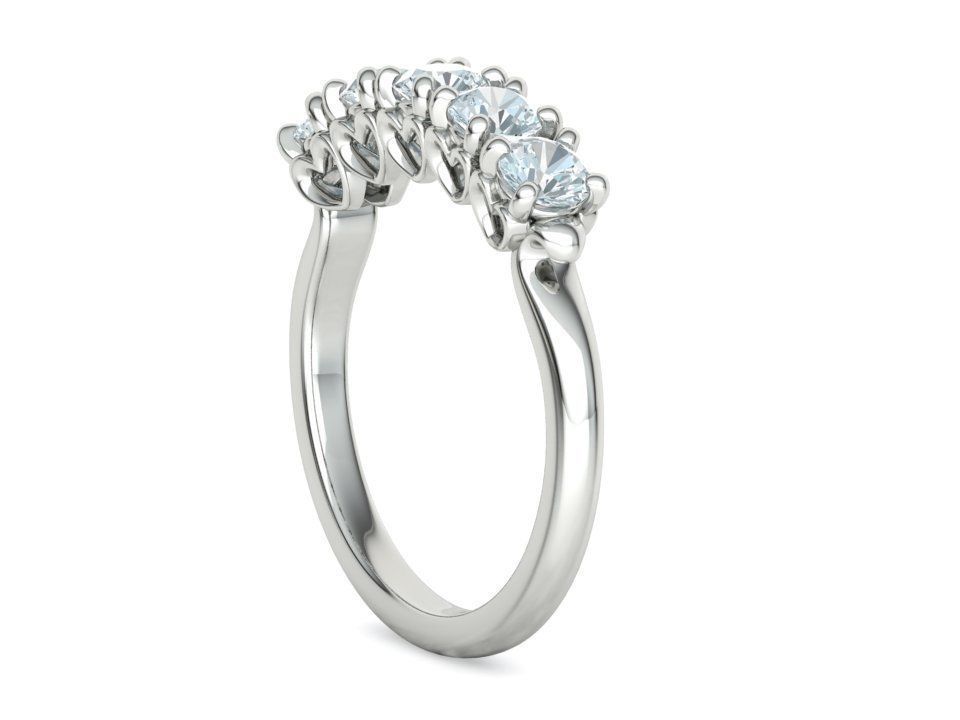 Eternity Ring 5 Stone Band 4mm stones 3dmodel  3D print model_35