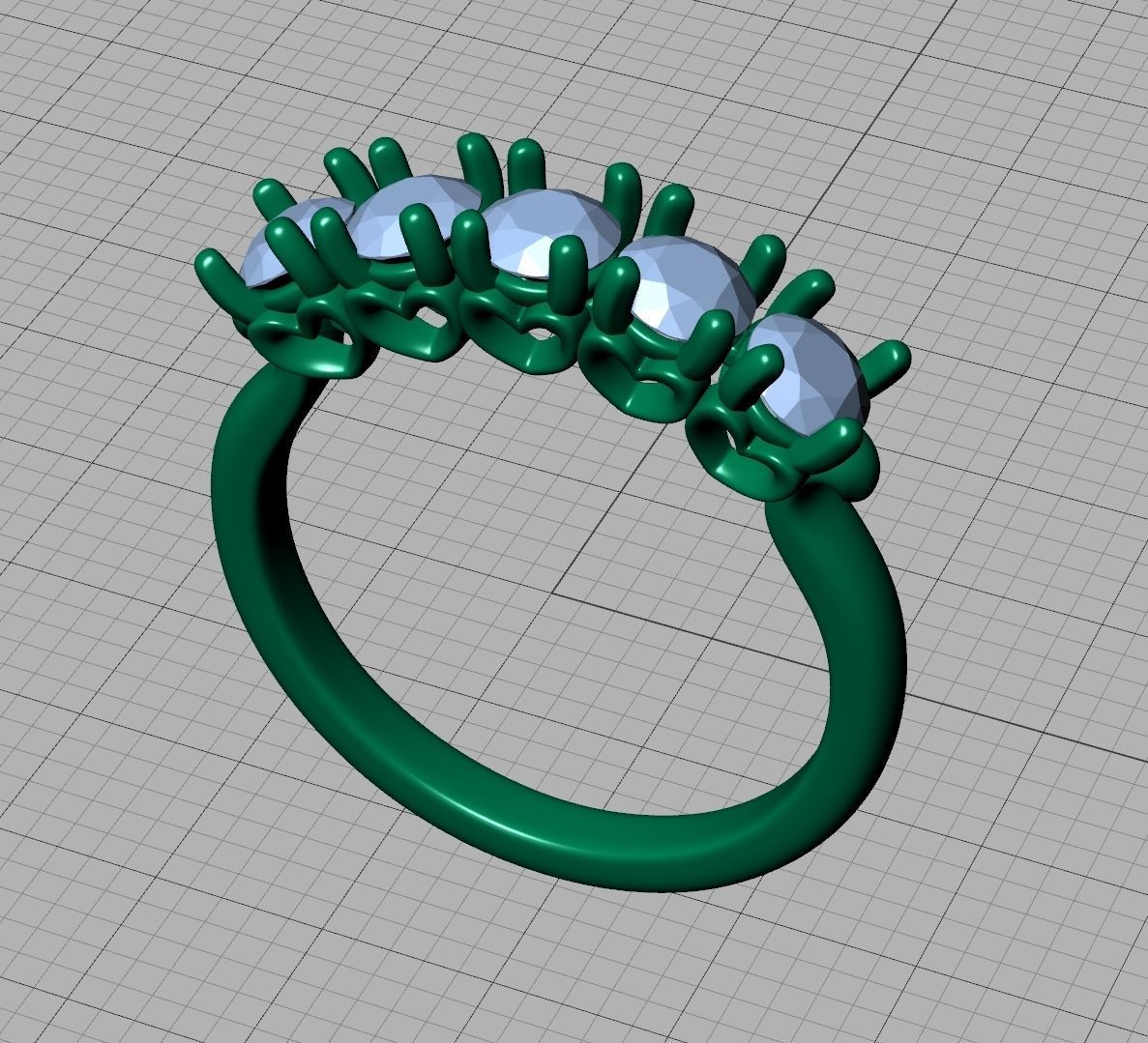 Eternity Ring 5 Stone Band 4mm stones 3dmodel  3D print model_17