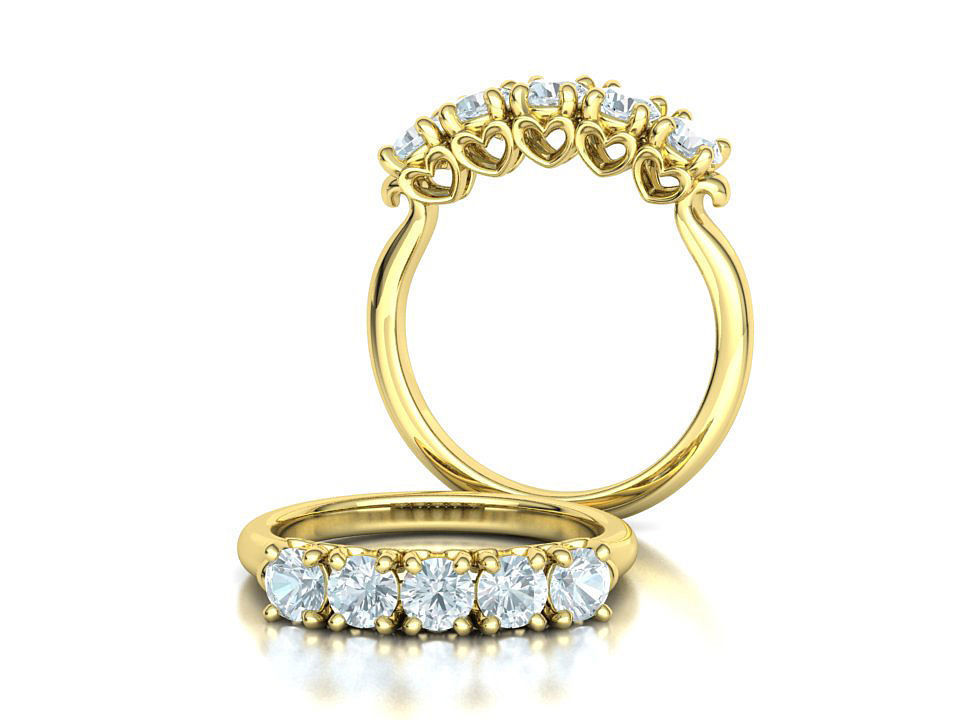 Eternity Ring 5 Stone Band 4mm stones 3dmodel  3D print model_4