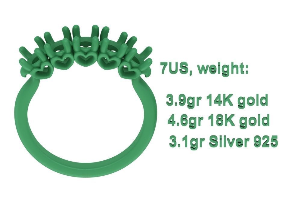 Eternity Ring 5 Stone Band 4mm stones 3dmodel  3D print model_14