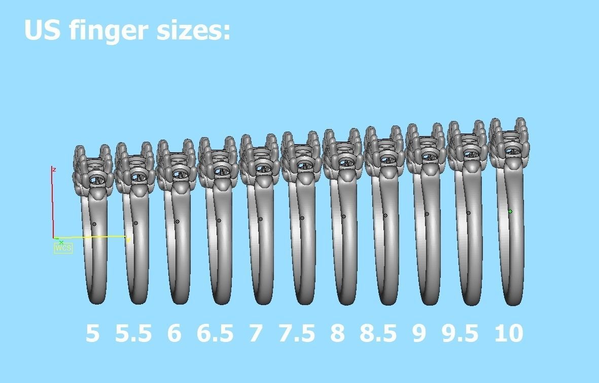 Eternity Ring 5 Stone Band 4mm stones 3dmodel  3D print model_21