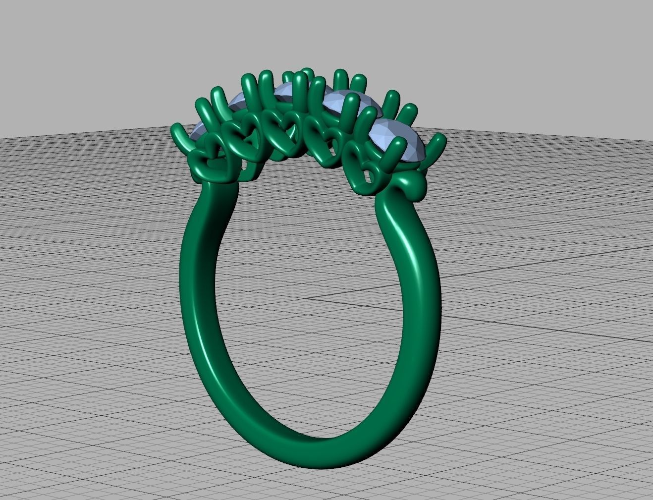 Eternity Ring 5 Stone Band 4mm stones 3dmodel  3D print model_20